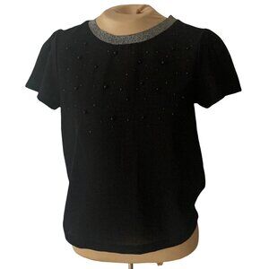Vero Moda Black Short Sleeve Top with Silver Trim